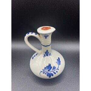 Miniature Delft Ceramic Hand Painted Pitching Jug w/ Handle 3.5" Tall Holland